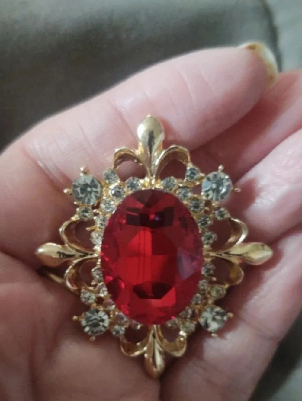 Red Crystal Statement Brooch